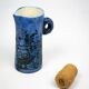 Small jug by Jacques Blin in blue ceramic with engraved animal decoration.
