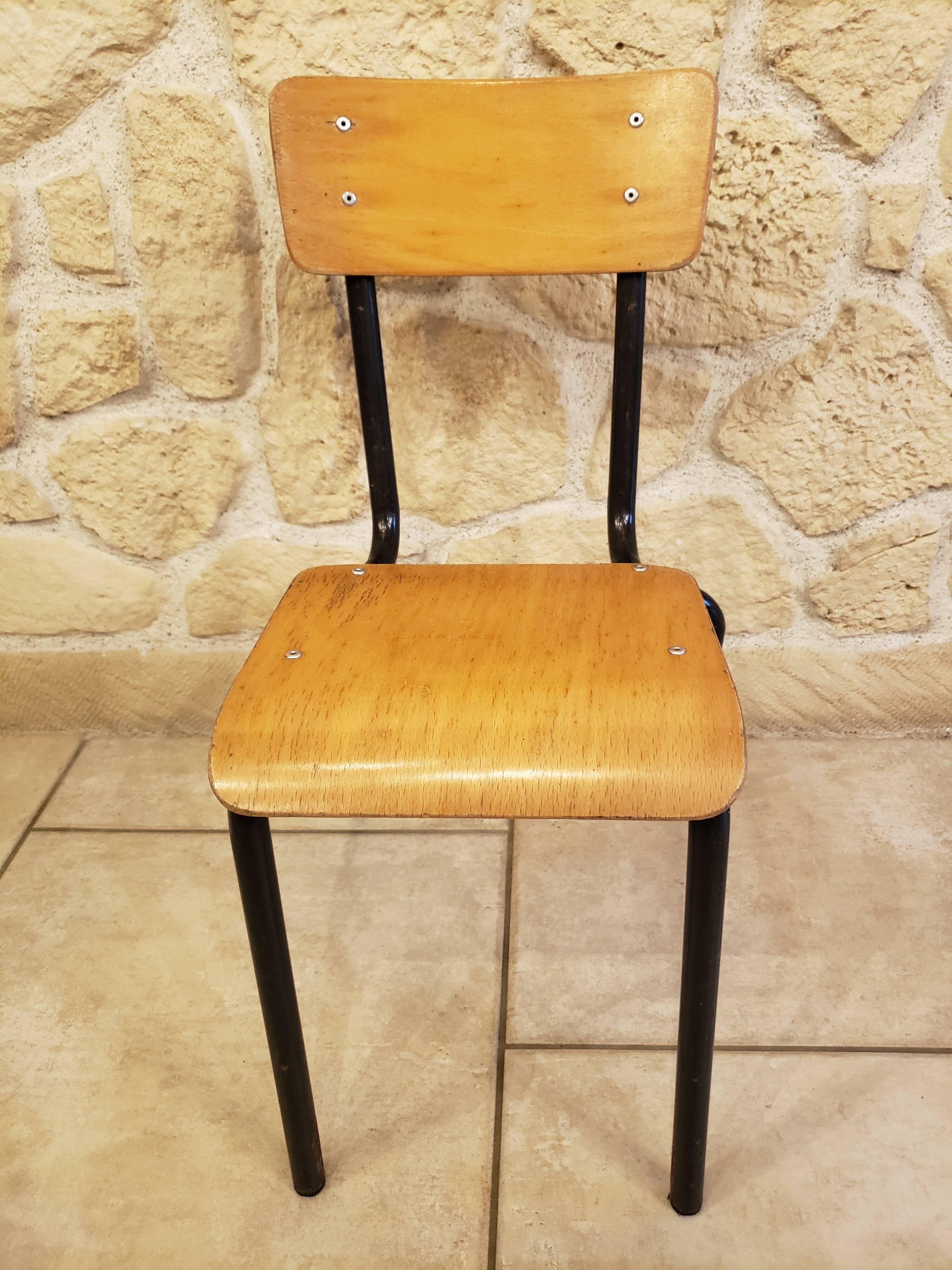 Chaise enfant écolier bois & métal