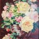 Huile sur toile, nature morte au bouquet de roses