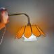 Vintage angled wall lamp with mother-of-pearl lampshade and vintage tulip in white glass