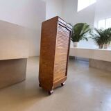 VINTAGE ART DECO FILE FILE / ROLLER SHUTTER CABINET