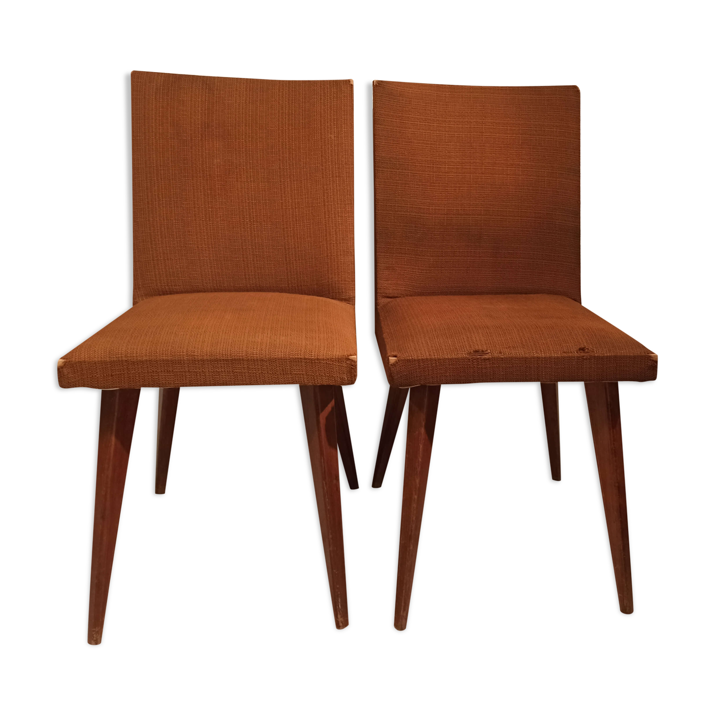 Pair of vintage chairs 1950s tweed and wood