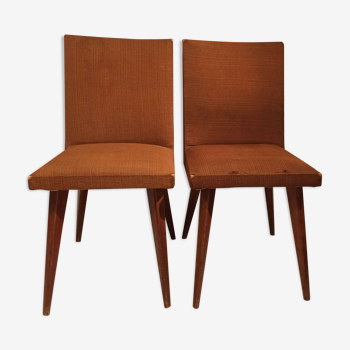 Pair of vintage chairs 1950s tweed and wood