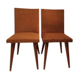Pair of vintage chairs 1950s tweed and wood