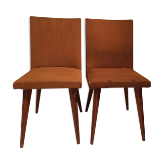 Pair of vintage chairs 1950s tweed and wood