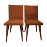 Paire de chaises vintage années 1950 tweed et bois