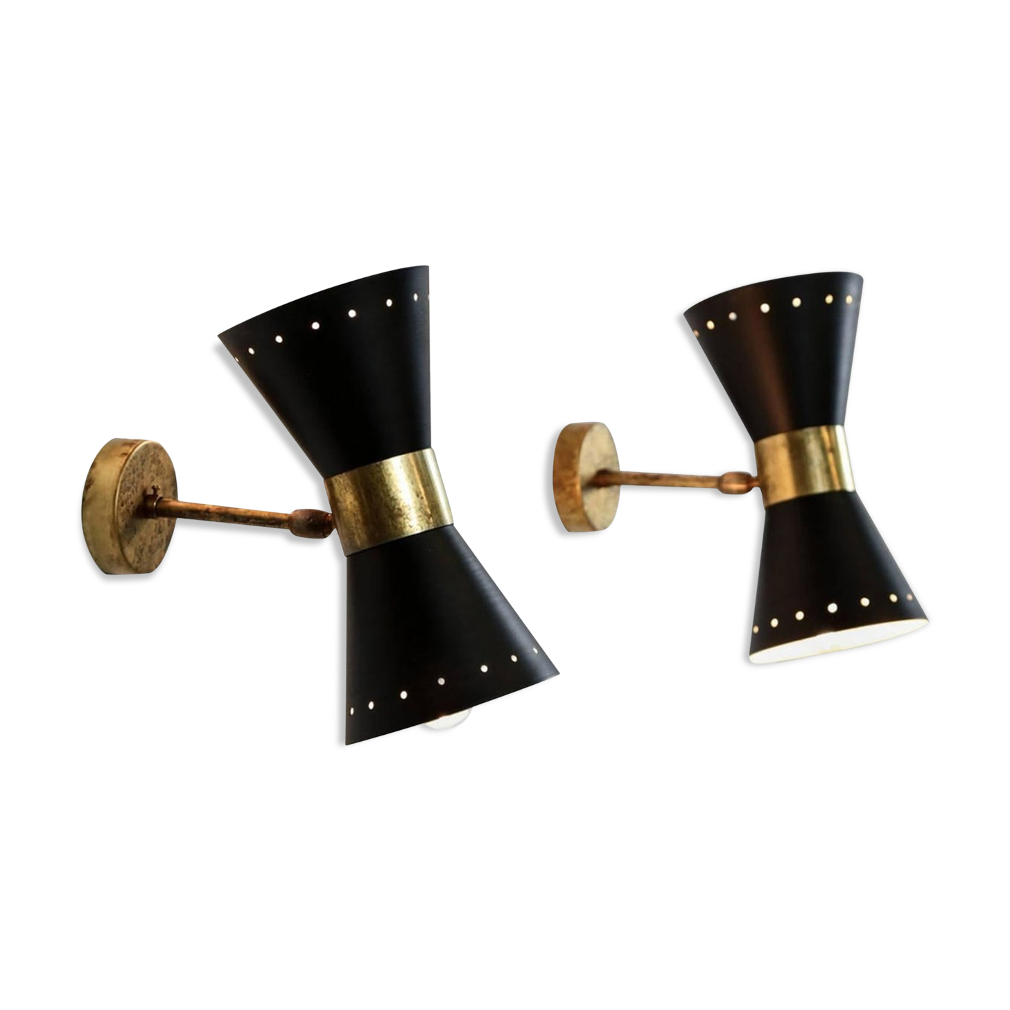 Pair of black Italian diabolo sconces