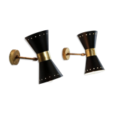 Pair of black Italian diabolo sconces