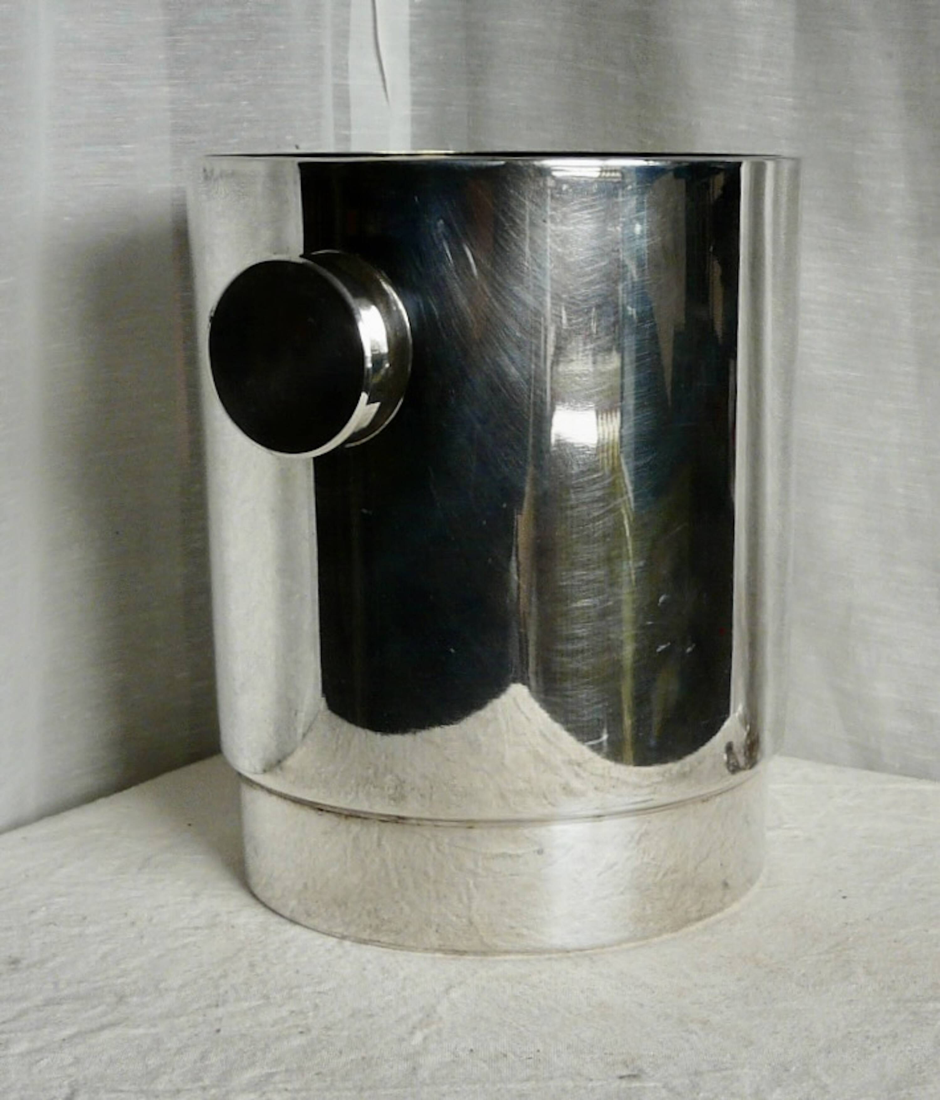 Modernist silver metal Champagne (or wine) bucket