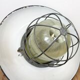 Industrial Green Enamel Factory Cage Pendant Lamp in Cast Iron from Zaos, 1960s