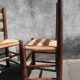 Paire de chaises paillées bois brutaliste