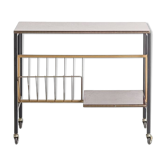 Vintage Vinyl Console/Side Table on Wheels, 1970s