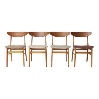 Set of 4 Danish Teak Dining Chairs by Farstrup Møbler – 1960s, Upholstered