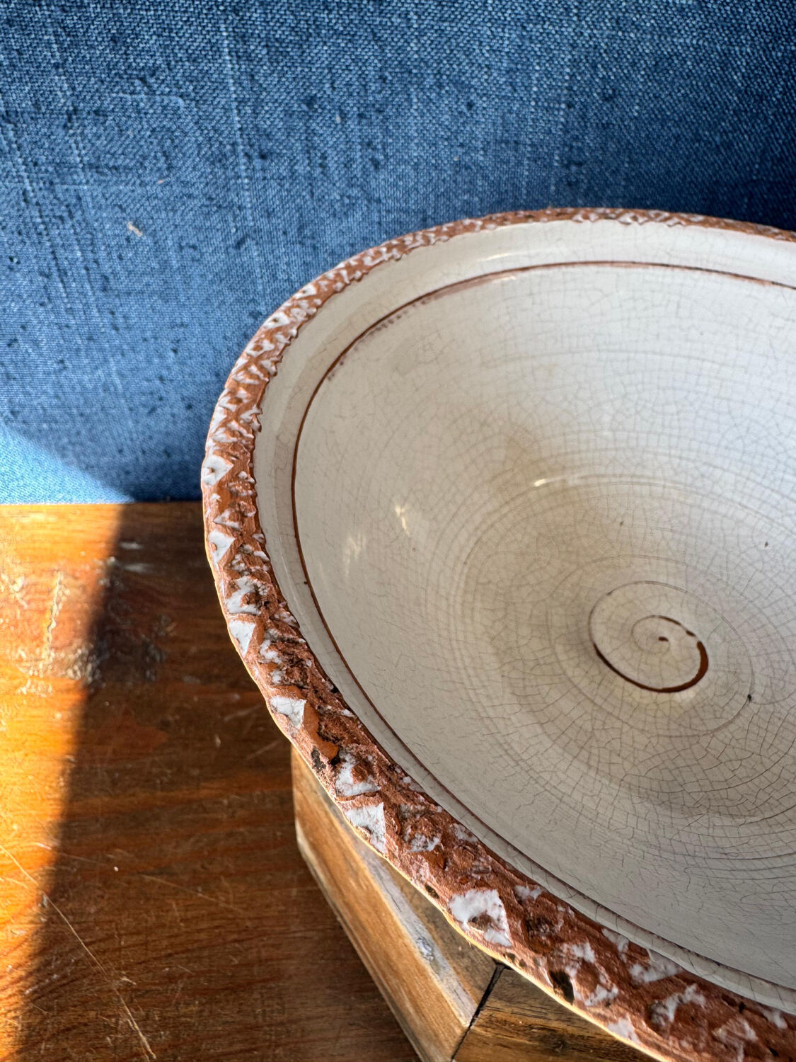 Large vintage Biot coupe in glazed ceramic, French craftsmanship.