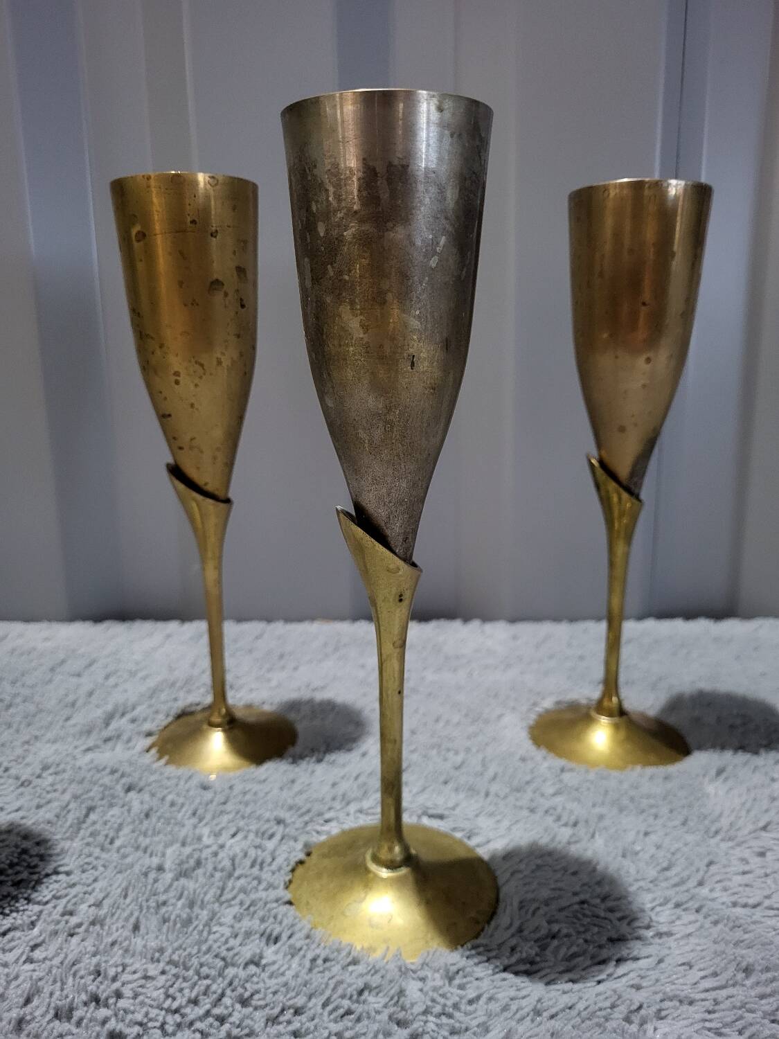 Set of 12 Authentic Antique Vintage Champagne Flutes
