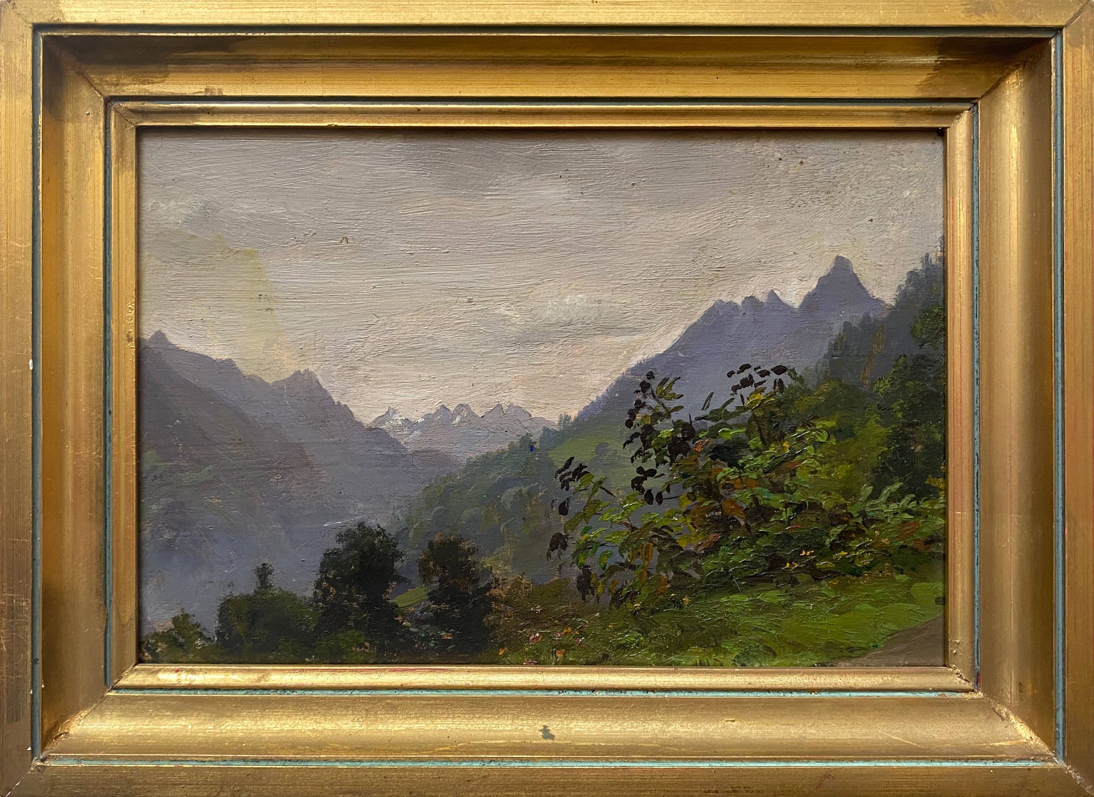 Old painting "Valley in Saint Savin" Hautes Pyrénées 1919 HSP