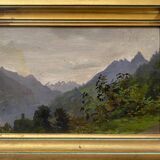 Old painting "Valley in Saint Savin" Hautes Pyrénées 1919 HSP