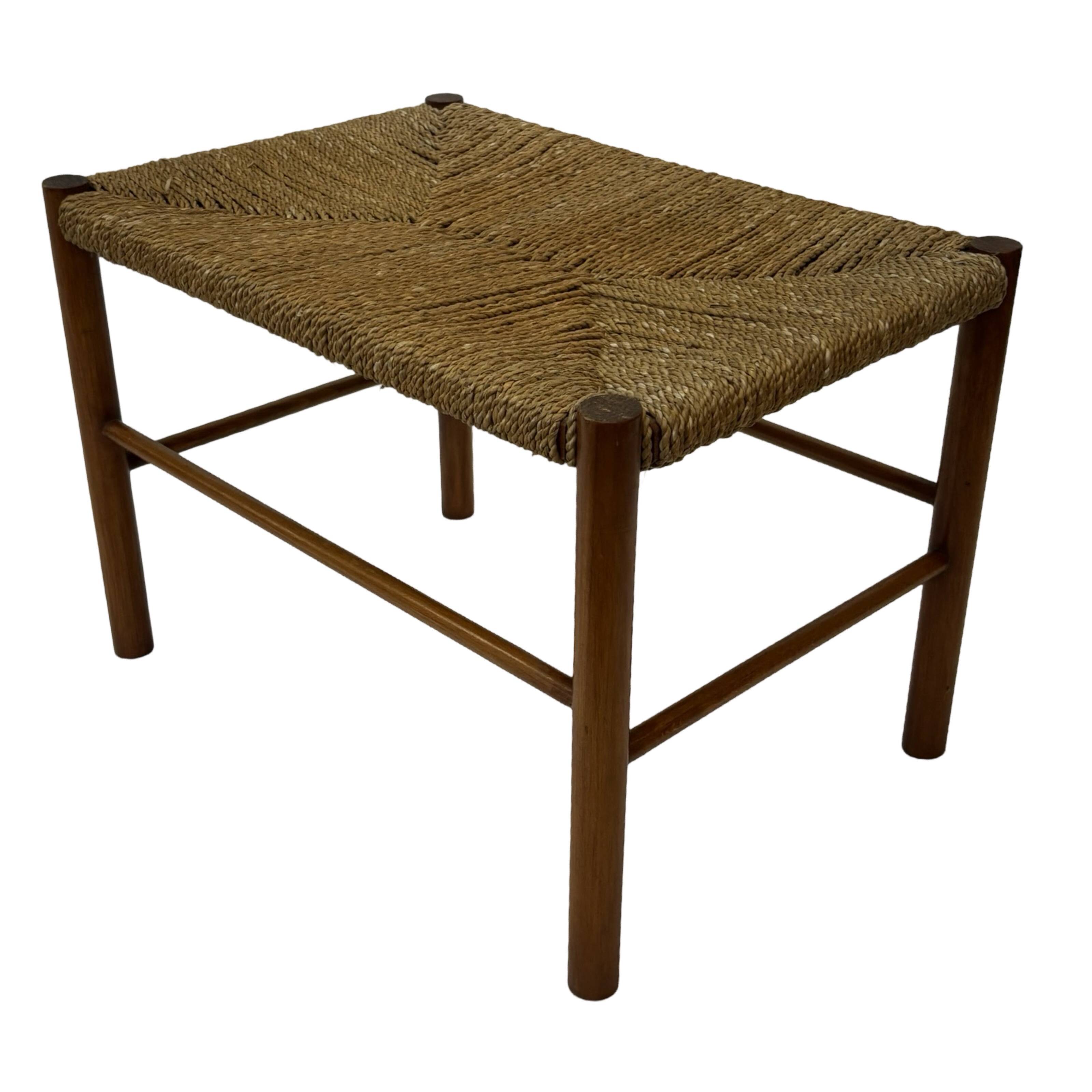 Vintage Stool Danish Papercord Rope Stool Mid Century Ottoman