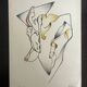 Lithograph jan voss 1976 / abstract surrealist modernist vintage