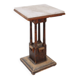 Pedestal table in wood and marble