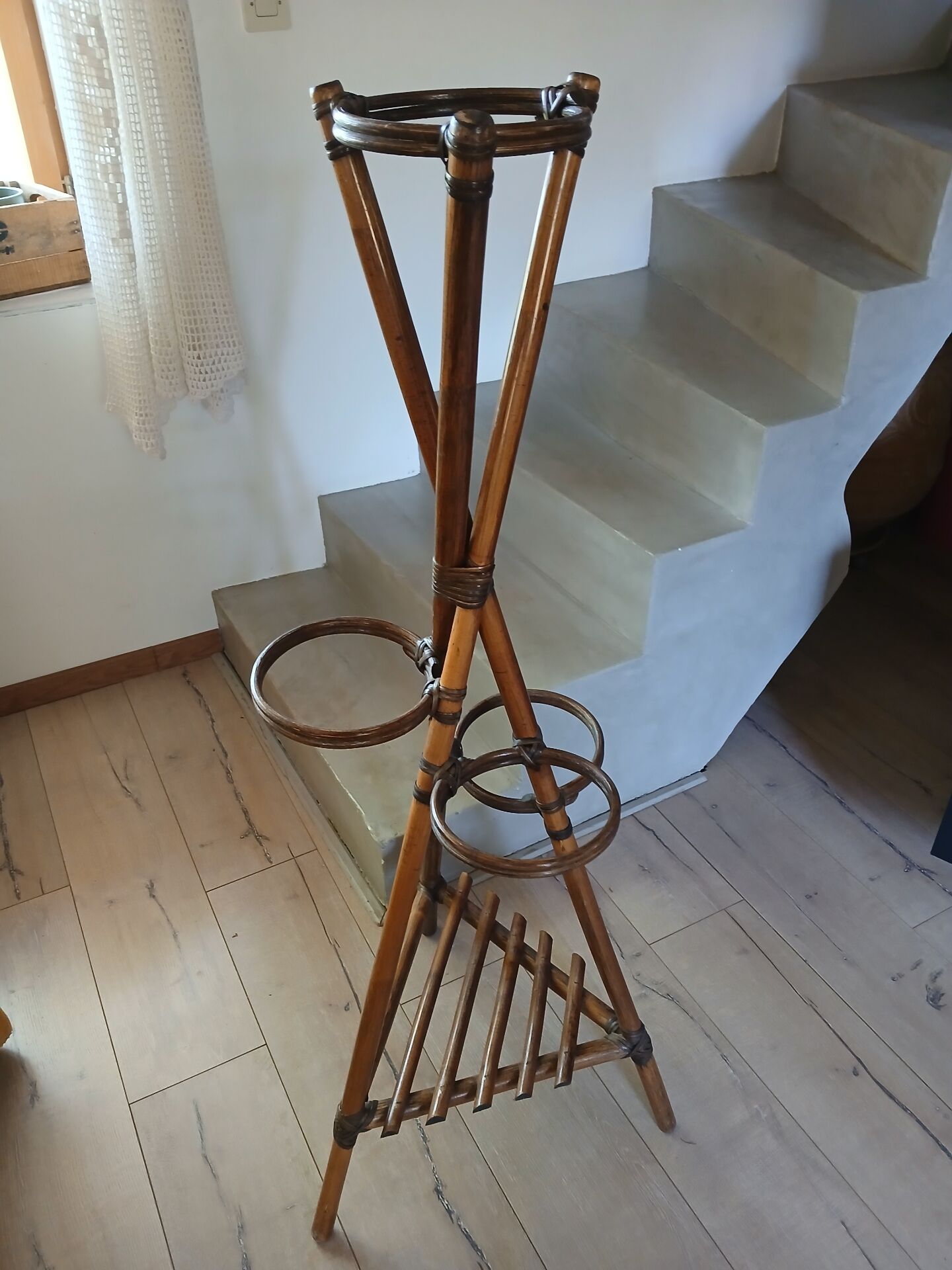 Large vintage bamboo plant stand