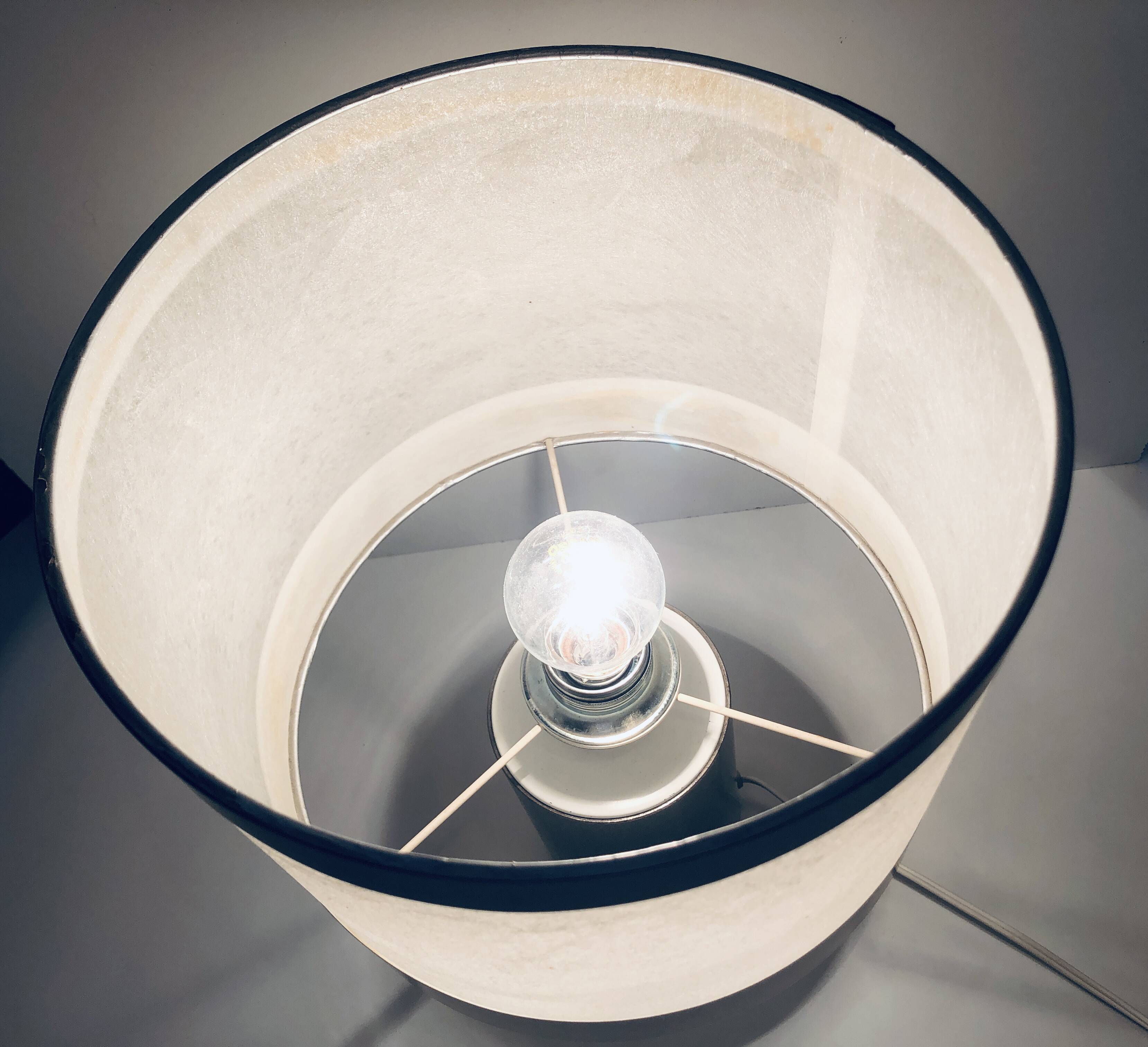 Vintage table lamp • gioffredo reggiani • cylinder • brushed steel • 1970