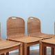Chaises courbées en osier et bois années 1970, lot de 6