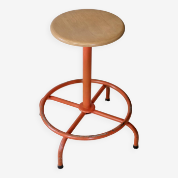Iron and wood screw stool
