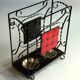 Handmade umbrella stand made of wrought iron, metal and ceramic, Vintage