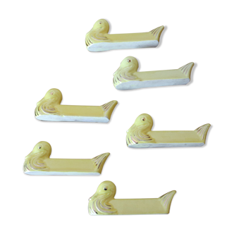 6 Doors Knives shape Duck ceramic yellow and gold