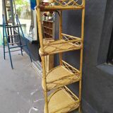 Vintage rattan corner shelf
