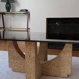 Large modernist coffee table smoked glass