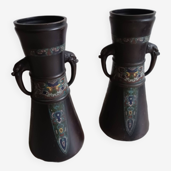 Cloisonné bronze vases