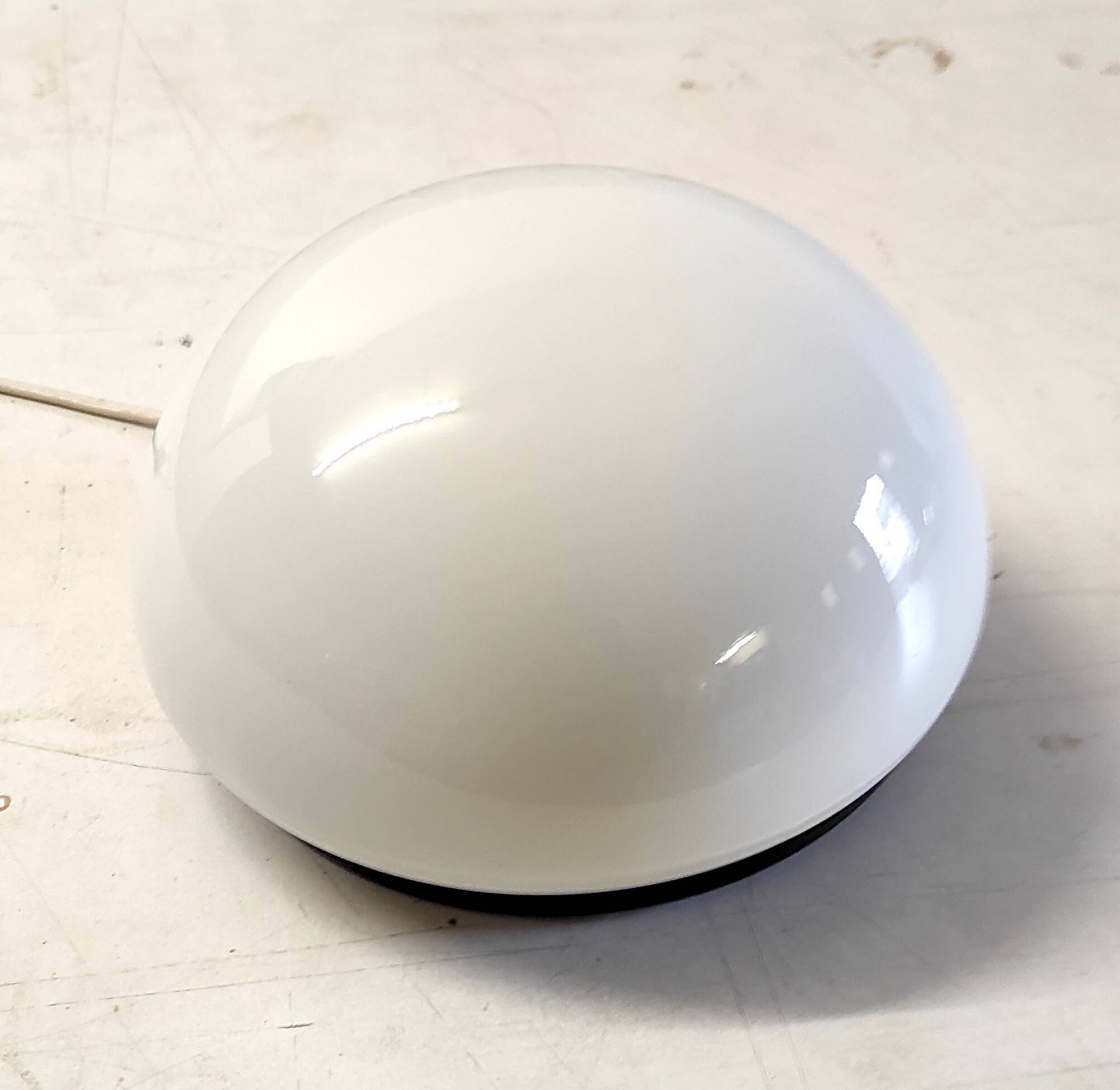 Opaline globe and black metal ceiling or wall light, diam. 20 cm - late 20th century