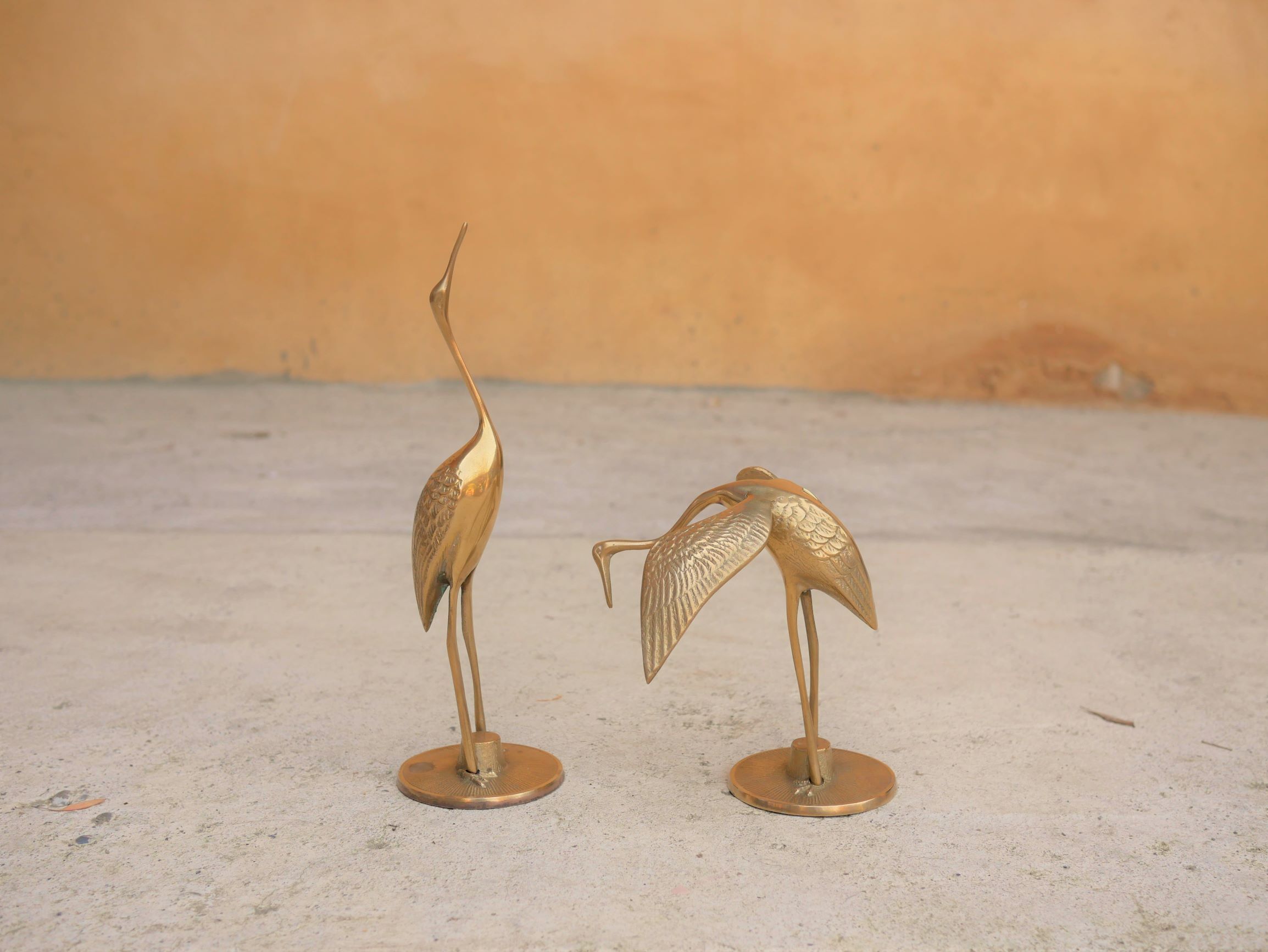 Couple de hérons vintage en laiton