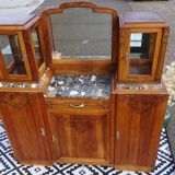 Buffet Art Déco en noyer avec marbres et guérites