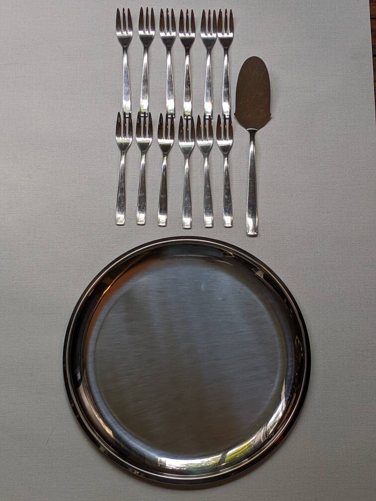 Morinox Stainless Steel Cake Serving Tray with Forks Set