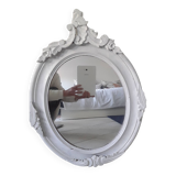 Antique oval mirror in painted wood