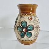 Ceramic vase with floral decoration "West Germany" 50s 60s