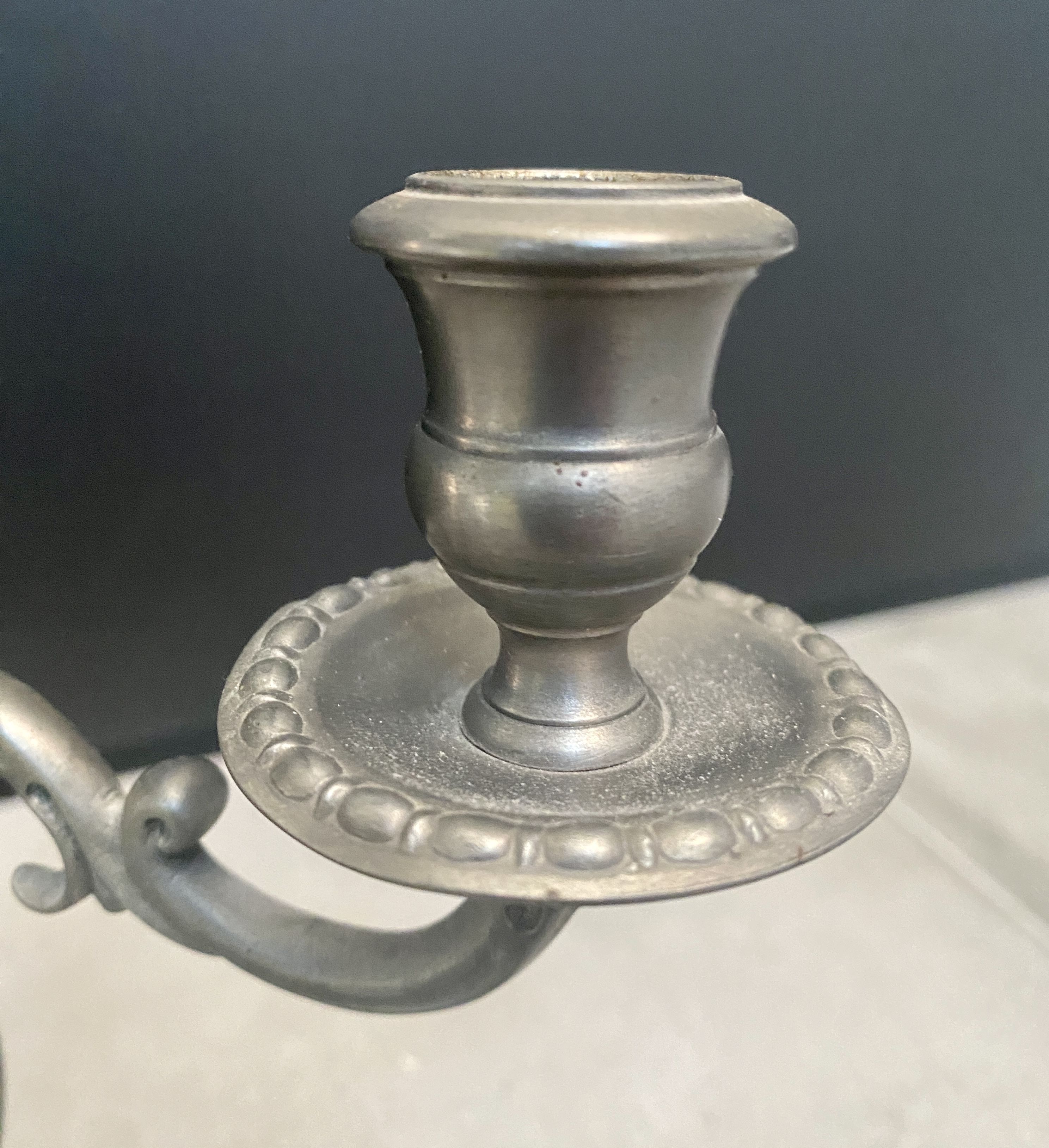 Pair of pewter candle holders - Made in Italy - 70s