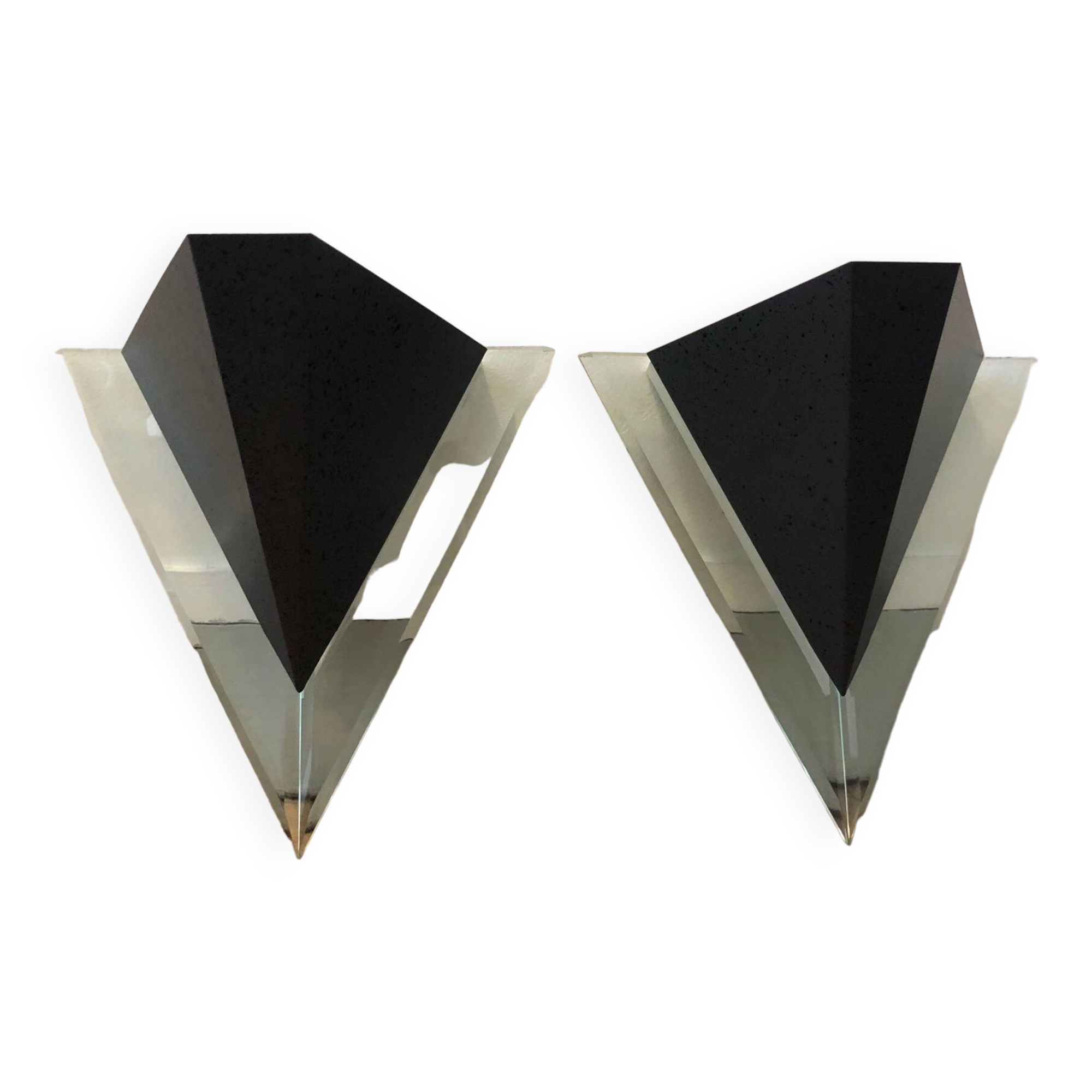 Pair of Postmodern Triangular Wall Sconces, 80s, Elite Holland