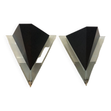 Pair of Postmodern Triangular Wall Sconces, 80s, Elite Holland