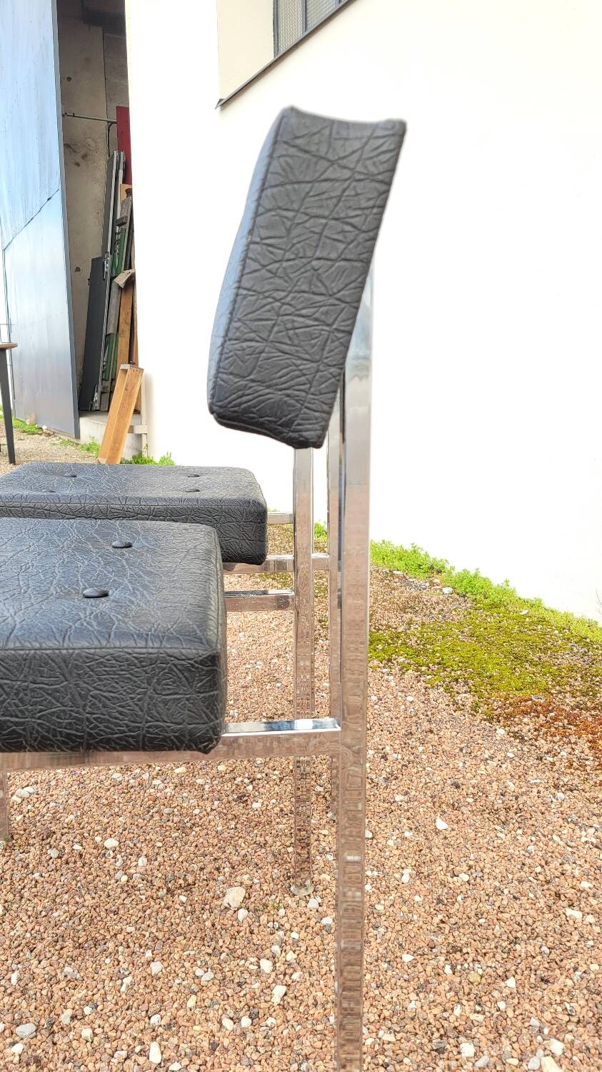 Pair of chromed design skai chairs - 1950s