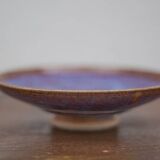 Signed stoneware bowl, glazed stoneware bowl, blue/purple bowl, empty pocket