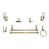Bathroom set Napoleon III golden brass dolphin motif 7 pieces