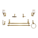 Bathroom set Napoleon III golden brass dolphin motif 7 pieces