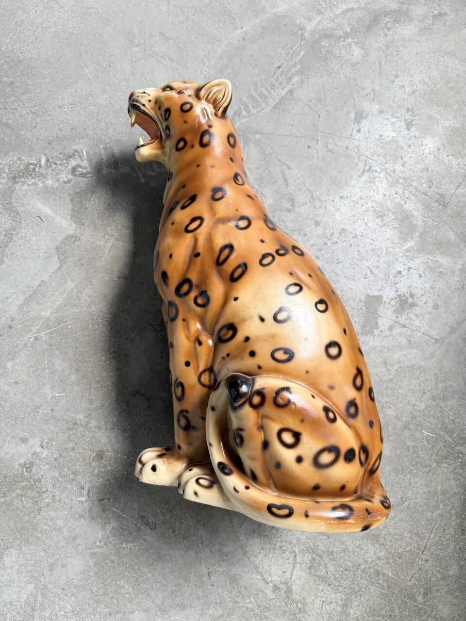 XL Italian ceramic leopard sculpture statue 1970
