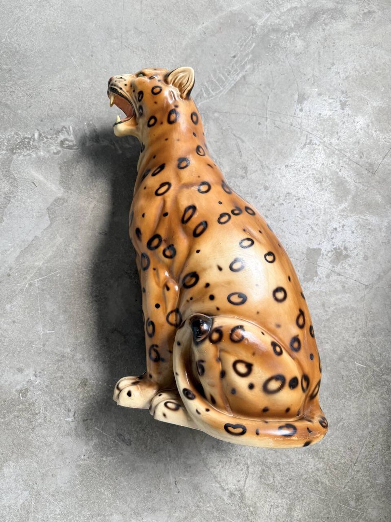 XL Italian ceramic leopard sculpture statue 1970