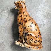 XL Italian ceramic leopard sculpture statue 1970