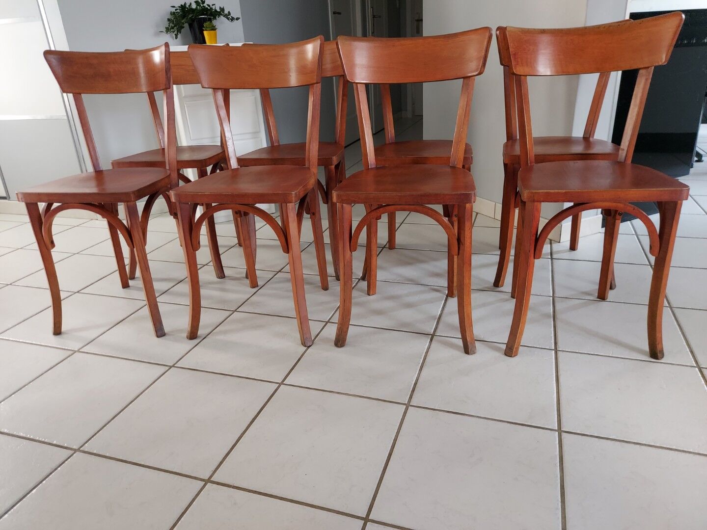 Series of 8 Baumann bistro chairs